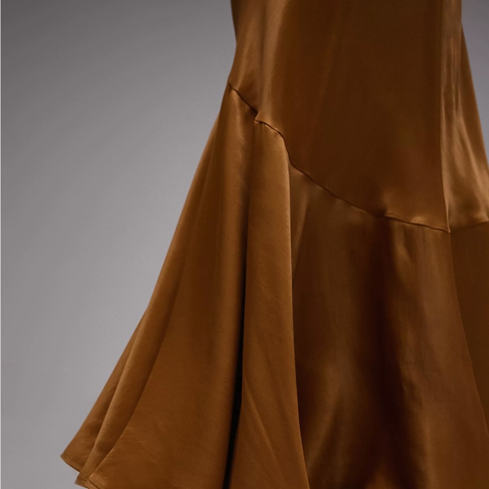 Topshop seamed detail maxi skirt in tan